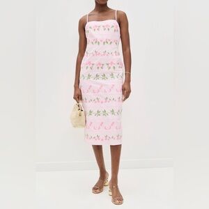 BEAUTIFUL!! NWT Tuckernuck Fanm Mon Pink Cotton Embroidered Floral Dress Sz L